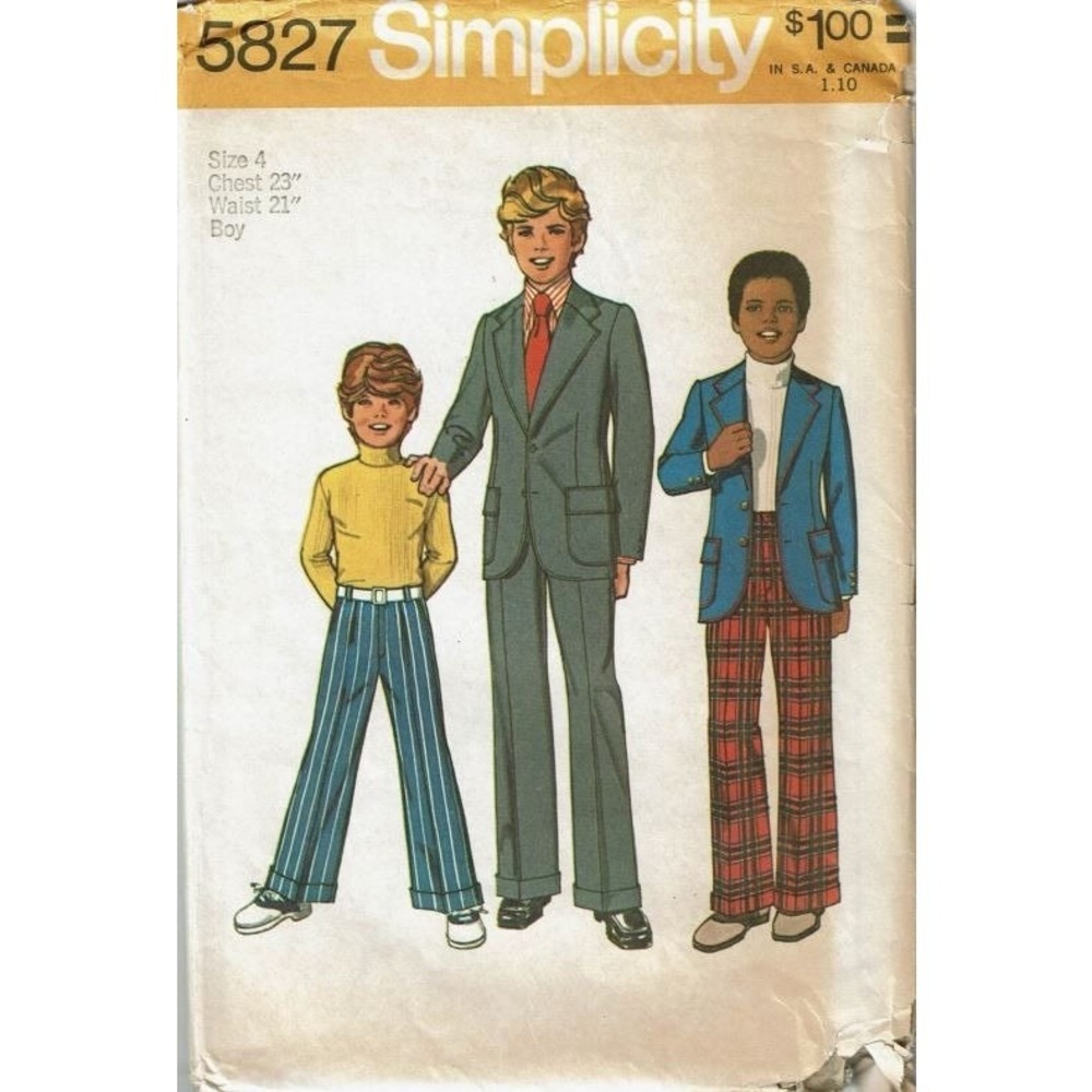 Simplicity Sewing Pattern 5827 Boys Size 4 Vintage Jacket Pants Suit Uncut FF